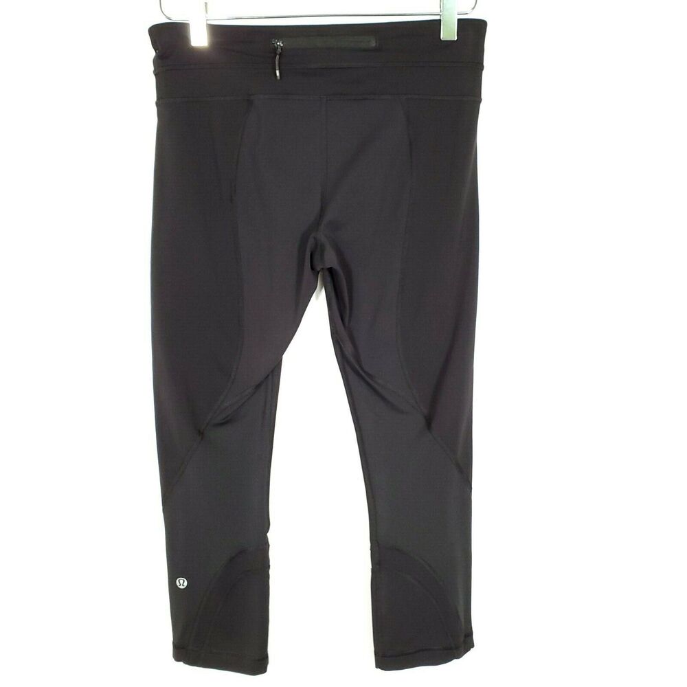 Lululemon Inspire Crop Leggings 6 Black Security Pocket Athleisure W6542S